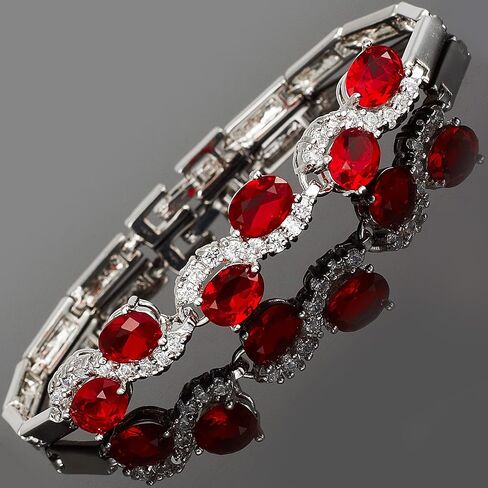 RIZILIA Tennis Bracelet & Oval Cut CZ [6 Colors available] in White Gold Plated, 7" in Saudi Arabia