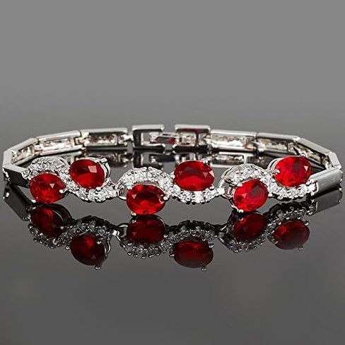 RIZILIA Tennis Bracelet & Oval Cut CZ [6 Colors available] in White Gold Plated, 7" in Saudi Arabia