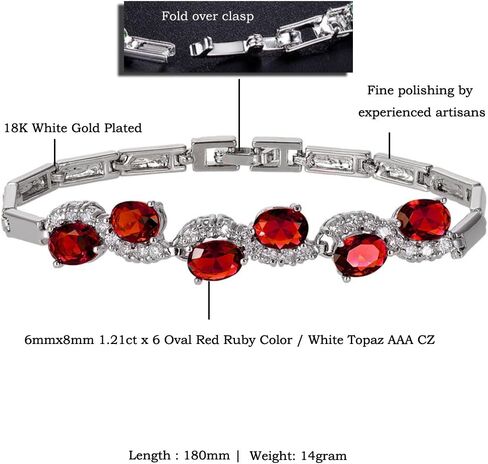 RIZILIA Tennis Bracelet & Oval Cut CZ [6 Colors available] in White Gold Plated, 7" in Saudi Arabia