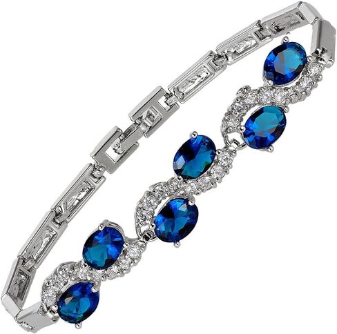 RIZILIA Tennis Bracelet & Oval Cut CZ [6 Colors available] in White Gold Plated, 7" in Saudi Arabia