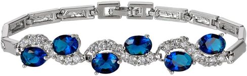 RIZILIA Tennis Bracelet & Oval Cut CZ [6 Colors available] in White Gold Plated, 7" in Saudi Arabia