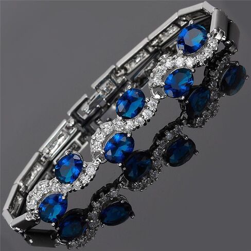 RIZILIA Tennis Bracelet & Oval Cut CZ [6 Colors available] in White Gold Plated, 7" in Saudi Arabia