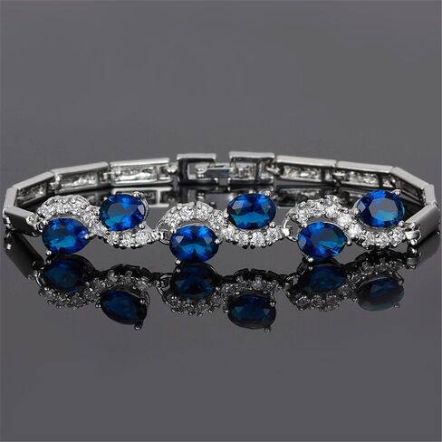RIZILIA Tennis Bracelet & Oval Cut CZ [6 Colors available] in White Gold Plated, 7" in Saudi Arabia