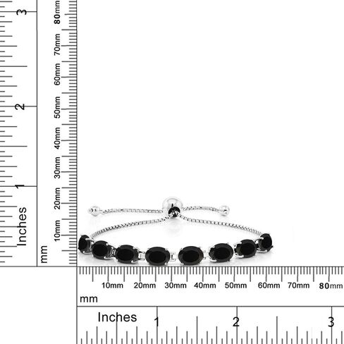 Gem Stone King 925 Sterling Silver Black Onyx Tennis Bracelet For Women (5.60 Cttw, Gemstone December Birthstone, Oval 7X5MM, Fully Adjustable Up to 9 Inch) in Saudi Arabia