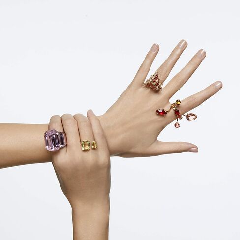 Swarovski Gema Ring Jewelry Collection, Gold Tone Finish, Golden Yellow & Rose Tone Crystals in Saudi Arabia