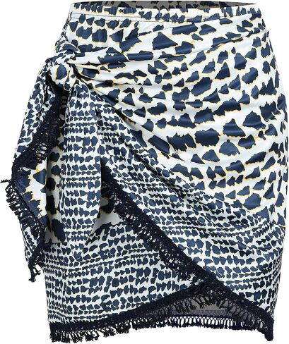 ZAFUL Slit Skirt for Women Boho Print Tie Side Wrap Tassel Casual Beach Mini Skirt in Saudi Arabia