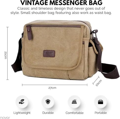 حقيبة كتف كلاسيكية متعددة الوظائف من القماش مع جيوب متعددة، وحزام كتف مبطن قابل للتعديل in Kuwait