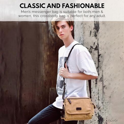 حقيبة كتف كلاسيكية متعددة الوظائف من القماش مع جيوب متعددة، وحزام كتف مبطن قابل للتعديل in Kuwait