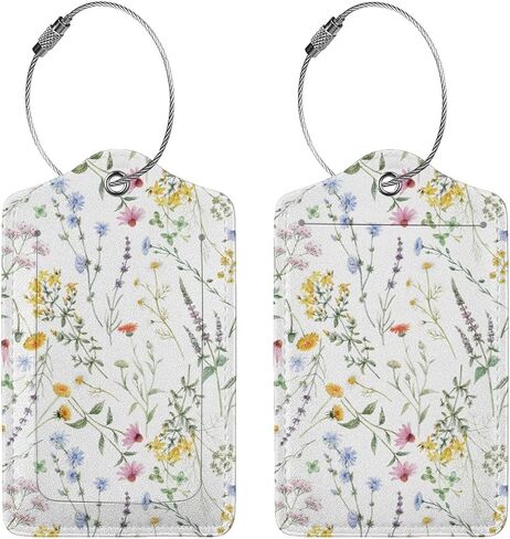 BLOCIT 2 عبوة من علامات الأمتعة مع غطاء للخصوصية - حلقة من الفولاذ المقاوم للصدأ، بطاقة عنوان - حقيبة سفر لطيفة لحقائب السفر للنساء والرجال والأطفال والفتيات (زهور ونباتات جميلة) in Kuwait