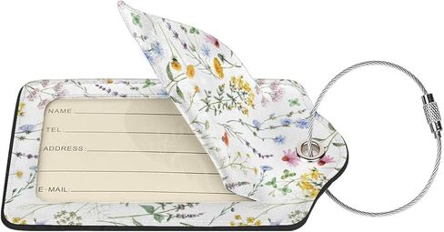 BLOCIT 2 عبوة من علامات الأمتعة مع غطاء للخصوصية - حلقة من الفولاذ المقاوم للصدأ، بطاقة عنوان - حقيبة سفر لطيفة لحقائب السفر للنساء والرجال والأطفال والفتيات (زهور ونباتات جميلة) in Kuwait