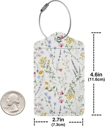 BLOCIT 2 عبوة من علامات الأمتعة مع غطاء للخصوصية - حلقة من الفولاذ المقاوم للصدأ، بطاقة عنوان - حقيبة سفر لطيفة لحقائب السفر للنساء والرجال والأطفال والفتيات (زهور ونباتات جميلة) in Kuwait