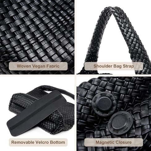 MELOLILA Large Woven Bag Tote Bags for Women Vegan Leather Tote Bag Woven Purse Woven Handbag in Saudi Arabia