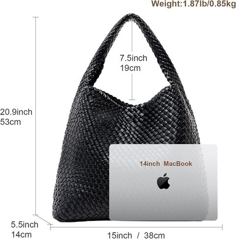 MELOLILA Large Woven Bag Tote Bags for Women Vegan Leather Tote Bag Woven Purse Woven Handbag in Saudi Arabia