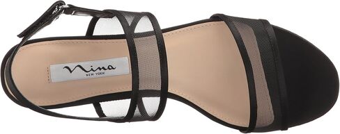 NINA Ganice - Women's Mesh Block Low-Heel Hook & Loop Dressy Sandal Shoes- Elegant and Comfortable Womens's heeled Sandals - Casual and Dress in Kuwait