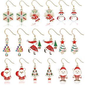 9-20 Pairs Christmas Drop Earrings Set Thanksgiving Xmas Holiday Dangle Earrings Jewelry Set for Womens Girls in Kuwait