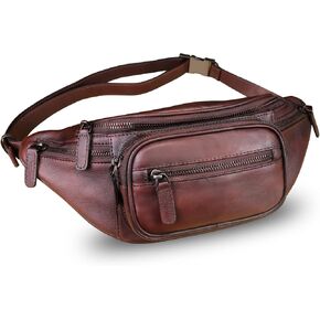 Genuine Leather Fanny Pack for Women and Men Leather Waist Bag Fashion Sling Bag Shoulder Crossbody Bag Sling Backpack (Brown)