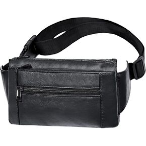 Fanny Pack, Genuine Leather Fanny Pack For Women Or Men, Large Cowhide 6 Zipper Pockets With Adjustable Strap Of Belt Waist Pack For Daily Life，Travelling， Running, Hiking in Saudi Arabia