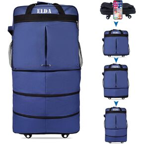 ELDA حقيبة أمتعة قابلة للتوسيع وقابلة للطي حقيبة سفر من القماش الخشن للرجال والنساء حقيبة خفيفة الوزن ذات سعة كبيرة مع عجلات دوارة عالمية in Kuwait