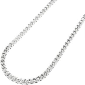 Verona Jewelers 925 Sterling Silver 3MM 4MM 5MM Solid Franco Chain Necklace, 925 Round Box Link Rhodium Franco Necklace, Mens Sterling Silver Necklace, Mens Link Necklace in Saudi Arabia