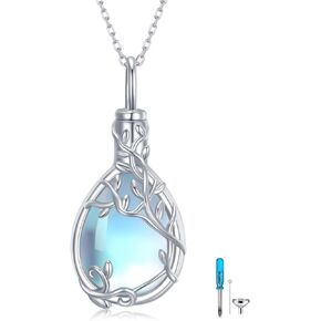 Daixiya Urn Necklace for Ashes 925 Sterling Silver Moonstone/Angel Wing/Tree of Life/Cross Faith/Keepsake Pendant Necklace Cremation Memorial Jewelry Gifts for Women Men Girls in Kuwait