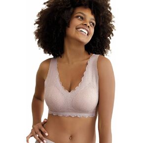 Niidor Women's Seamless Wireless Bra Deep V Neck Comfort Bra Lace Bralette Full-Coverage Wirefree Bra for Everyday Wear in Kuwait