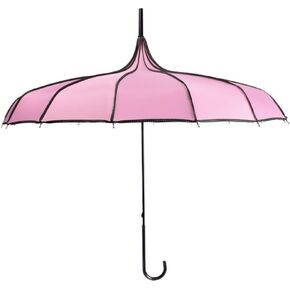 ThreeH Pagoda Umbrella Vintage Bridal Parasol Windproof 16 Ribs Leather Hooked Handle Rain Sun Umbrella