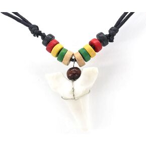 Scddboy Shark Tooth Necklace for Mens Beach Surfer Hawaiian Adjustable Cord Resin Necklace