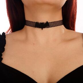 BERYUAN Gothie Halloween Black Necklace Cute Bat Choker Necklace for Women Girls Steampunk Choker Costume Jewelry for Teens(Black 2)
