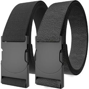 ENOUT Stretch Belts 2-Pack | Heavy Duty Nylon | Easy Adjustable Buckle | Comfort Fit