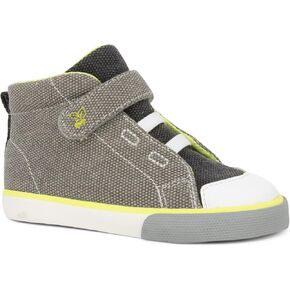 See Kai Run - Belmont Recycled High Top Sneaker for Little Kids, Gray/Lime, Toddler 8 in Saudi Arabia