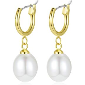 أقراط متدلية من اللؤلؤ، أقراط عتيقة متدلية أنيقة مصنوعة يدويًا لا تسبب الحساسية من الذهب عيار 14 قيراط للنساء والفتيات in Kuwait