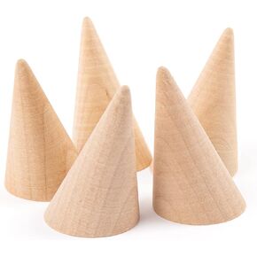 Framendino, 25 Pack Wooden Cone Ring Holder Wood Ring Display Stand Organizer Holders Jewelry Display DIY Craft Wood Cone Stand