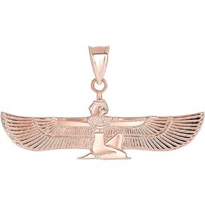 10K Yellow, White, or Rose Gold Winged Egyptian Goddess Isis Pendant Charm