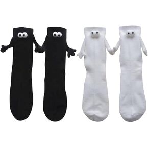 زوجان من جوارب اليد الممسكة من جويفيكس، جوارب يد مغناطيسية للازواج، جوارب يد مغناطيسية ثلاثية الابعاد للجنسين، جوارب مغناطيسية ثلاثية الابعاد للزوجين، جوارب مضحكة للزوجين (اسود+ابيض)، ابيض + اسود, in Kuwait