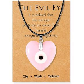 Long tiantian Evil Eye Necklace,Blue Turkish Glass Leather Rope Pink Evil Eye Necklace for Women Men Lucky Protection Necklace Jewelry Gifts for Teenage Girls in Kuwait