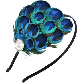 Peacock Feather Headband,Fascigirl Boho Peacock Feather Hair Clip Bridal Headpiece Women Peacock Headwear Exaggerated Hair Accessories for Halloween Party in Saudi Arabia