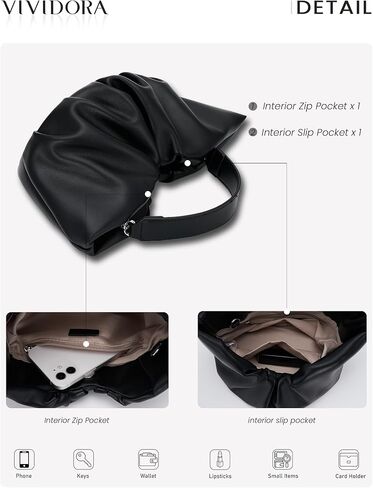 حقائب كتف Vividora للنساء، حقائب هوبو صغيرة ناعمة من الجلد النباتي حقيبة يد كلاتش محفظة سحابية حقيبة كروس in Kuwait