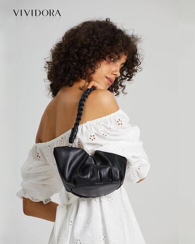 حقائب كتف Vividora للنساء، حقائب هوبو صغيرة ناعمة من الجلد النباتي حقيبة يد كلاتش محفظة سحابية حقيبة كروس in Kuwait