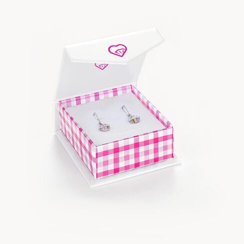 925 Sterling Silver Multicolor Rainbow Cupcake Lever Back Earrings For Girls & Pre-Teens- Colorful Dangle Earrings - Fun and Fashionable Lever Back For Little Girls in Saudi Arabia
