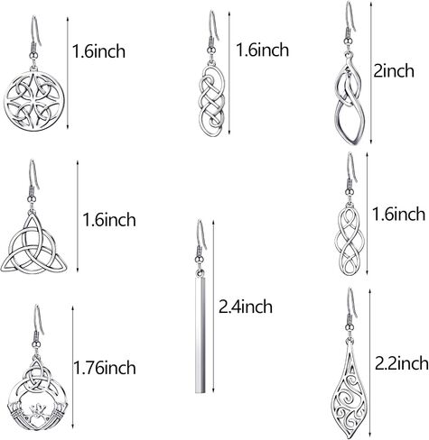8 Pairs Celtic Knot Dangle Earrings Silver Knot Drop Earrings Hook Earrings in Saudi Arabia
