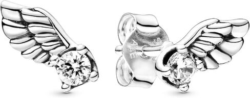 أقراط PANDORA Sparkling Angel Wing - أقراط أنيقة للنساء - هدية رائعة لها - مصنوعة من الفضة الاسترليني ومكعب الزركونيا in Saudi Arabia