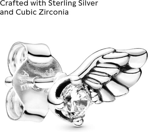 أقراط PANDORA Sparkling Angel Wing - أقراط أنيقة للنساء - هدية رائعة لها - مصنوعة من الفضة الاسترليني ومكعب الزركونيا in Saudi Arabia