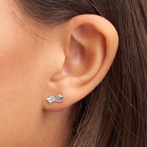 أقراط PANDORA Sparkling Angel Wing - أقراط أنيقة للنساء - هدية رائعة لها - مصنوعة من الفضة الاسترليني ومكعب الزركونيا in Saudi Arabia