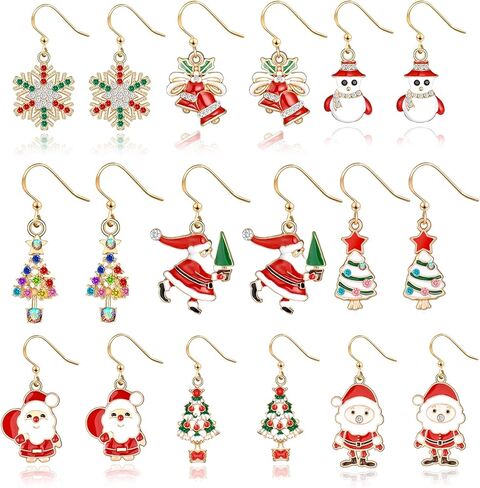 مجموعة أقراط متدلية مكونة من 9-20 زوجًا من أقراط عيد الشكر وعيد الميلاد والعطلات المتدلية للنساء والفتيات in Kuwait