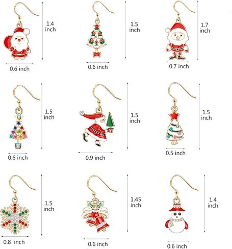 مجموعة أقراط متدلية مكونة من 9-20 زوجًا من أقراط عيد الشكر وعيد الميلاد والعطلات المتدلية للنساء والفتيات in Kuwait