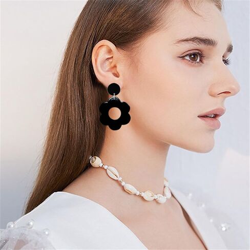 Cute Hollow Flower Dangle Earrings Vintage Flower Daisy Earrings 60S 70S Flower Earrings for Women Girls Mother's Day/Valentien's Day Gift 70s 80s Jewelry in Kuwait
