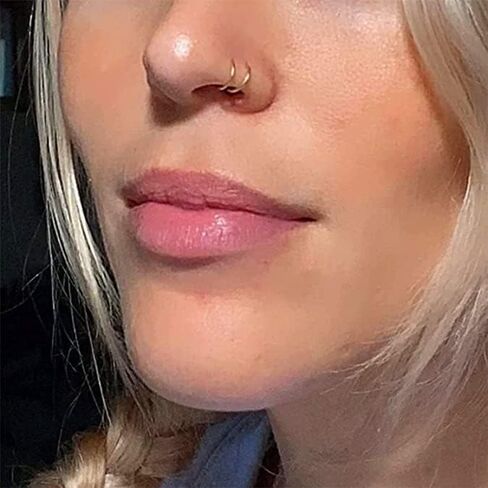 6 قطع من اقراط الانف المزدوجة لثقب الانف الفردي، اقراط حلقية ملتوية للنساء بفتحة واحدة، مجوهرات ثقب الانف الحلزونية الفضية، مجوهرات ثقب الانف 20 غرام 8 ملم in Kuwait