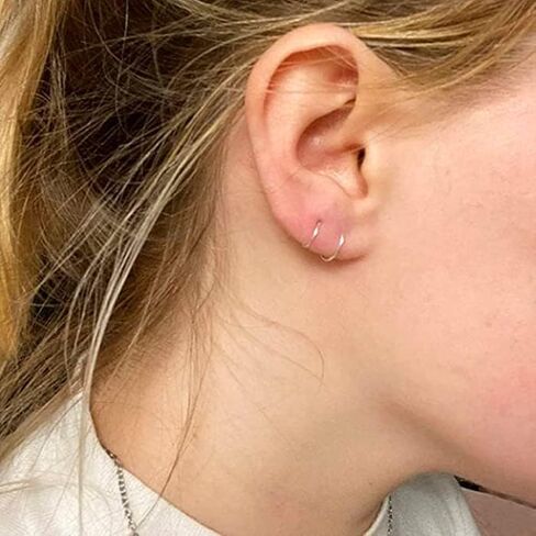 6 قطع من اقراط الانف المزدوجة لثقب الانف الفردي، اقراط حلقية ملتوية للنساء بفتحة واحدة، مجوهرات ثقب الانف الحلزونية الفضية، مجوهرات ثقب الانف 20 غرام 8 ملم in Kuwait