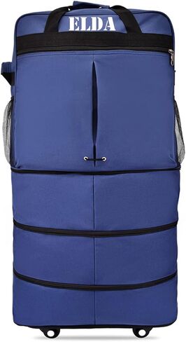 ELDA حقيبة أمتعة قابلة للتوسيع وقابلة للطي حقيبة سفر من القماش الخشن للرجال والنساء حقيبة خفيفة الوزن ذات سعة كبيرة مع عجلات دوارة عالمية in Kuwait