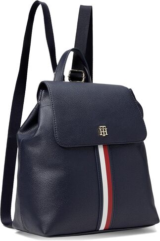 Tommy Hilfiger Ruby II Flap Backpack-Pebble PVC Heritage Brown One Size in Saudi Arabia
